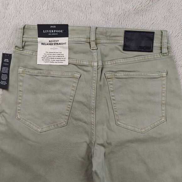 Liverpool Regent Relaxed Straight Jeans Men's 29x32 Light Green Faded Stretchy - Picture 6 of 9